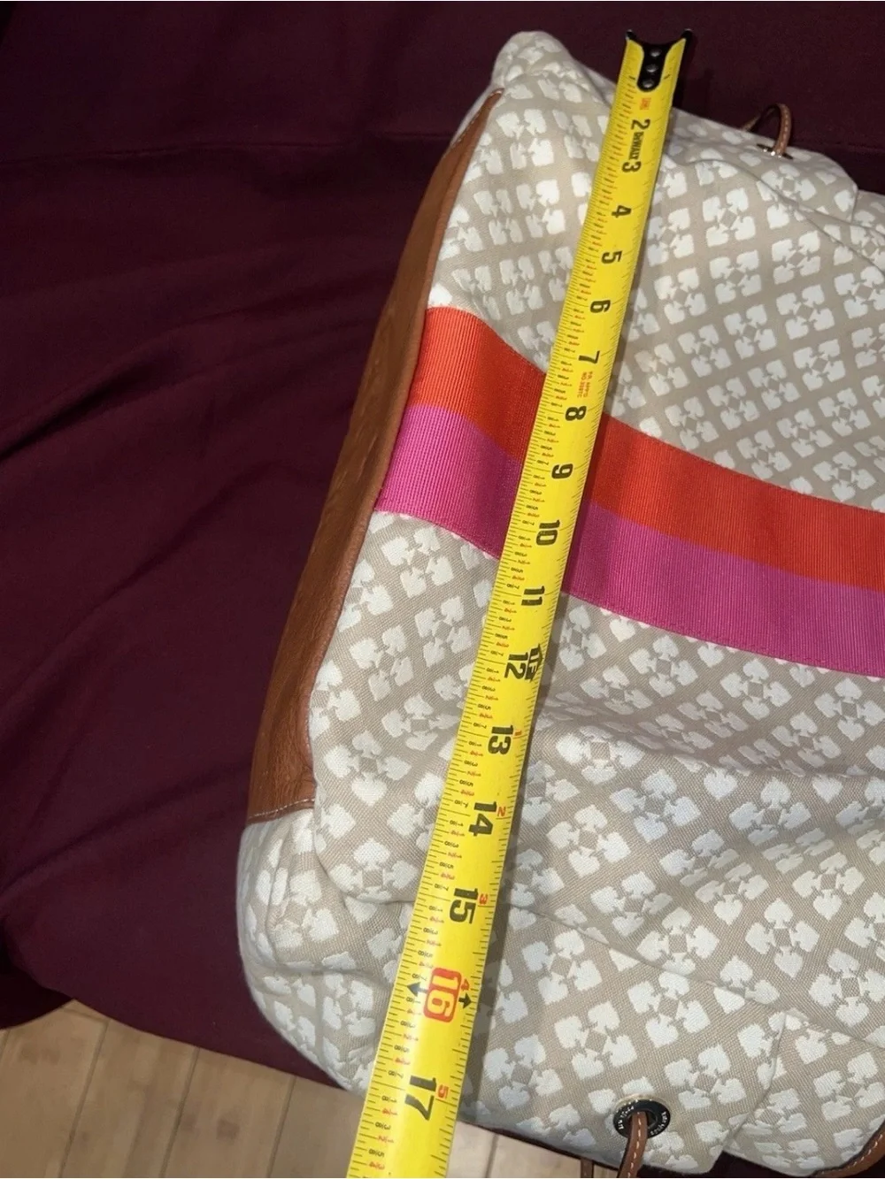 Kate Spade Beige Canvas with Pink and Orange Stripe,diaper bag